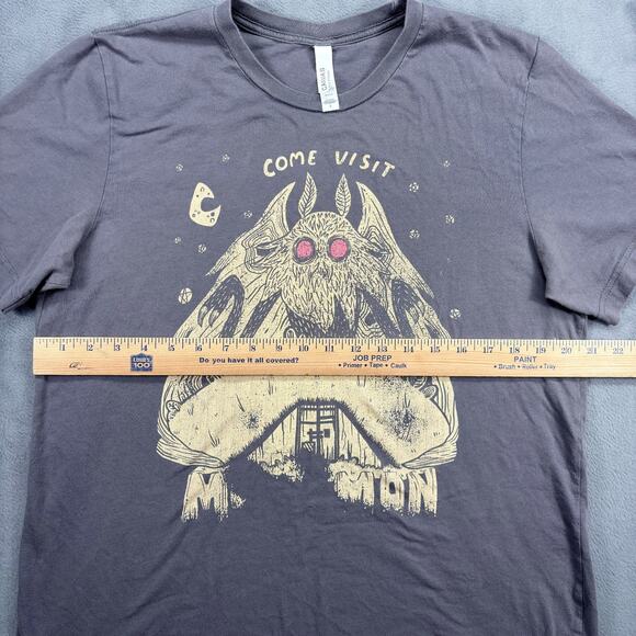 Mothman "Come Visit" T-Shirt Size Large Brown Cotton Cryptic Point Pleasant, WV - Picture 5 of 6